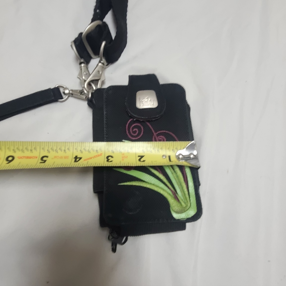 Haiku Stylish Black Phone Case Wallet with Green and Purple Design - Picture 5 of 8